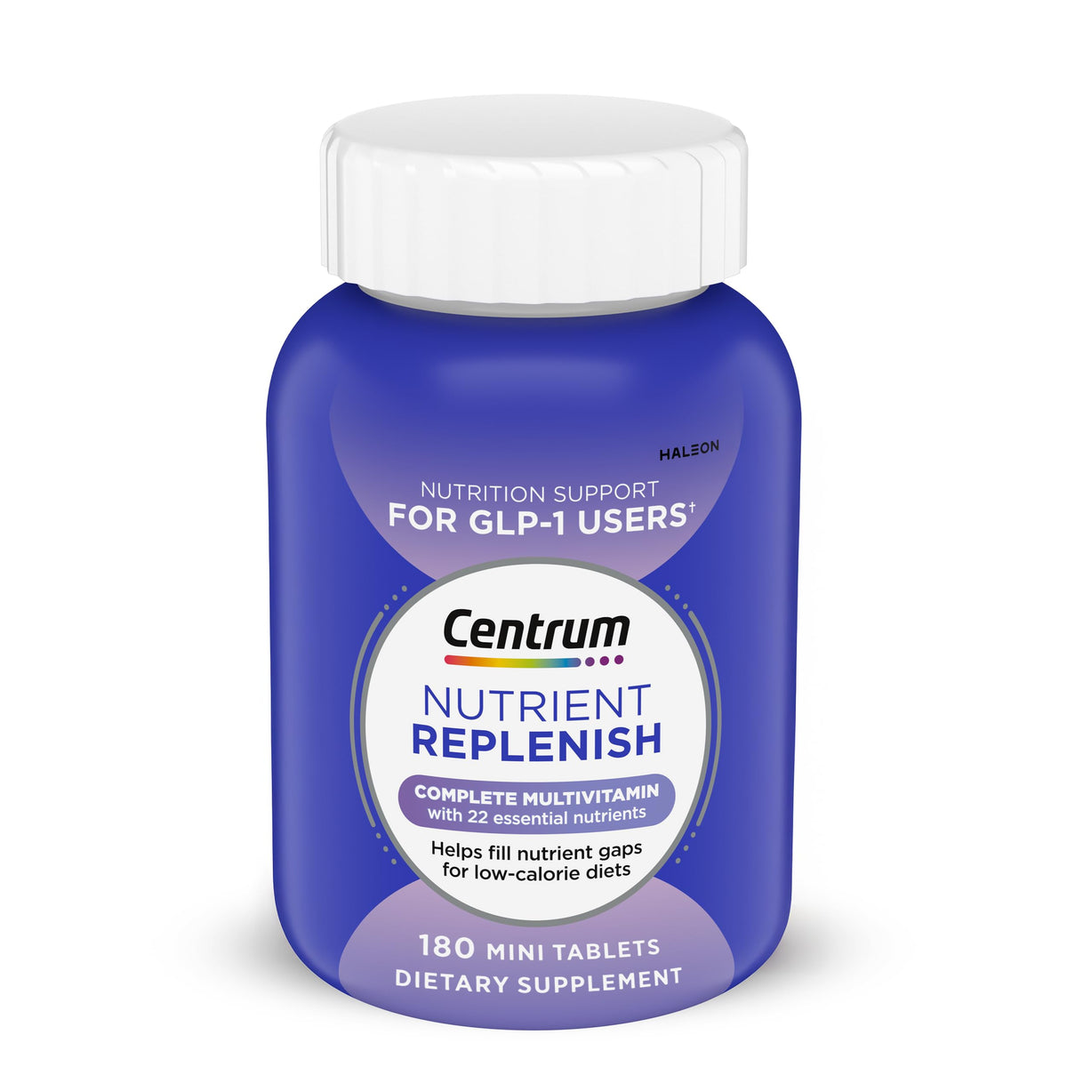 Centrum Nutrient Replenish bottle front, 180-count multivitamin for comprehensive health