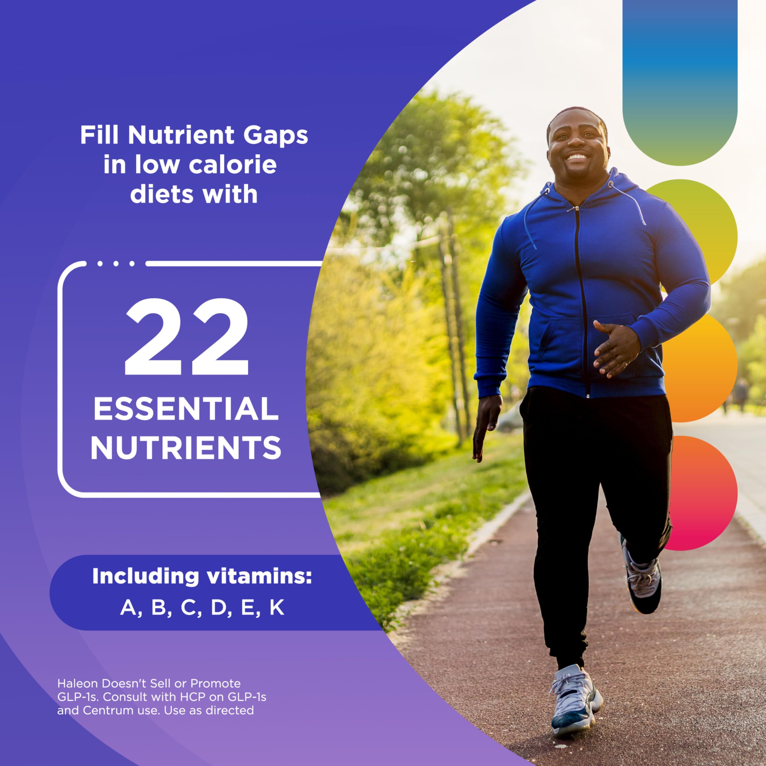 Centrum Nutrient Replenish ingredients label with 22 nutrients