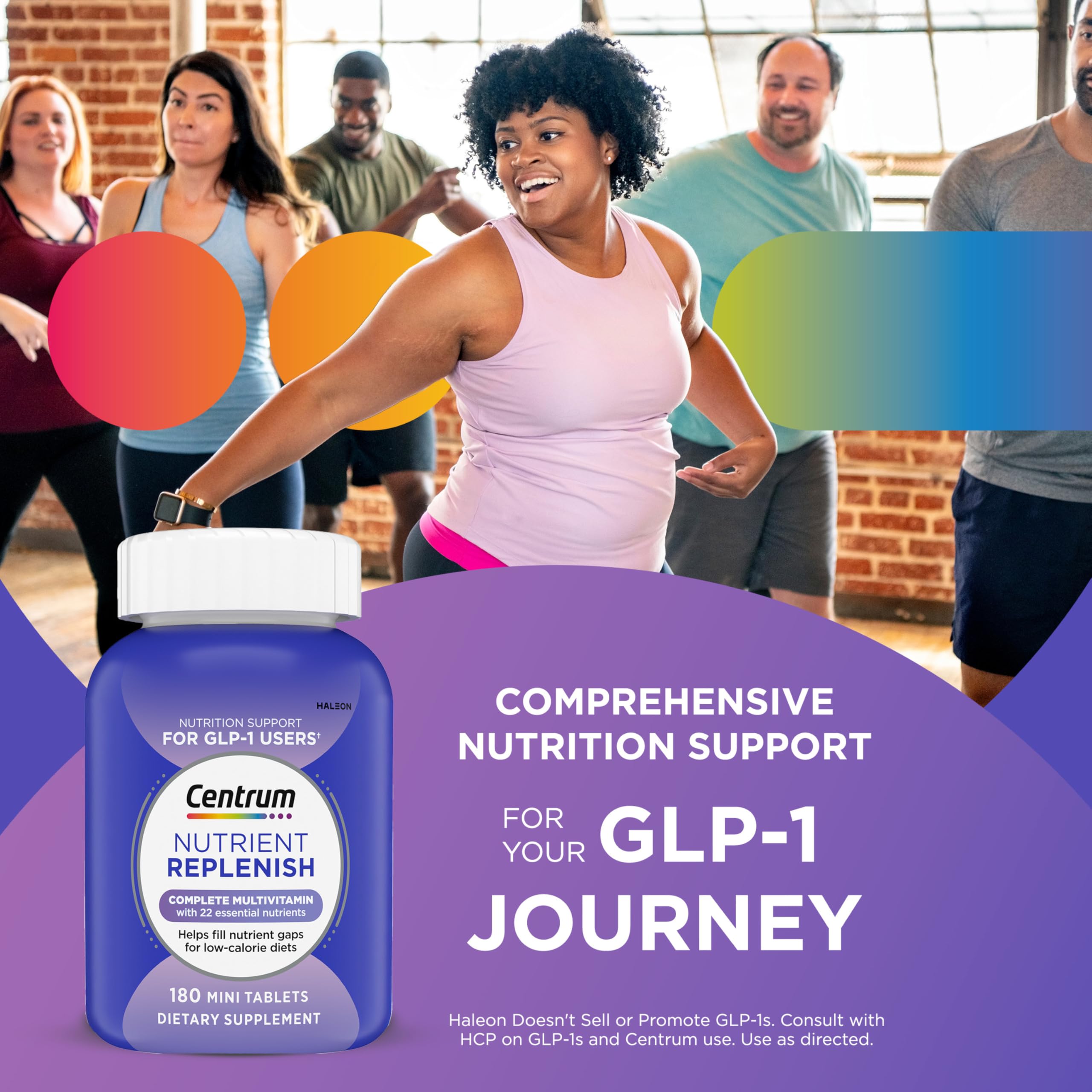Centrum Nutrient Replenish mini tablet closeup, easy daily use