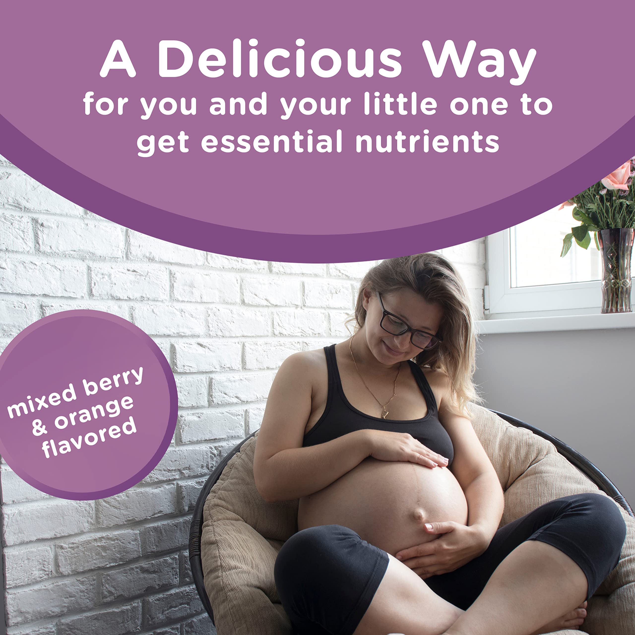 Ingredients panel shows DHA and iodine for pregnancy nutrition.