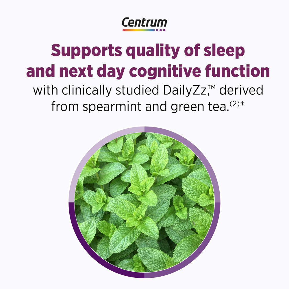 Centrum Restful Sleep tablets close-up for nightly menopause support.