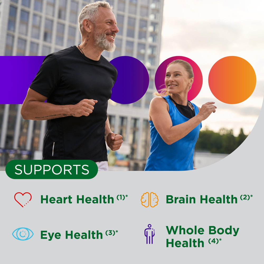 Centrum Silver label nutrition facts show key nutrients for bone, heart, and eyes.