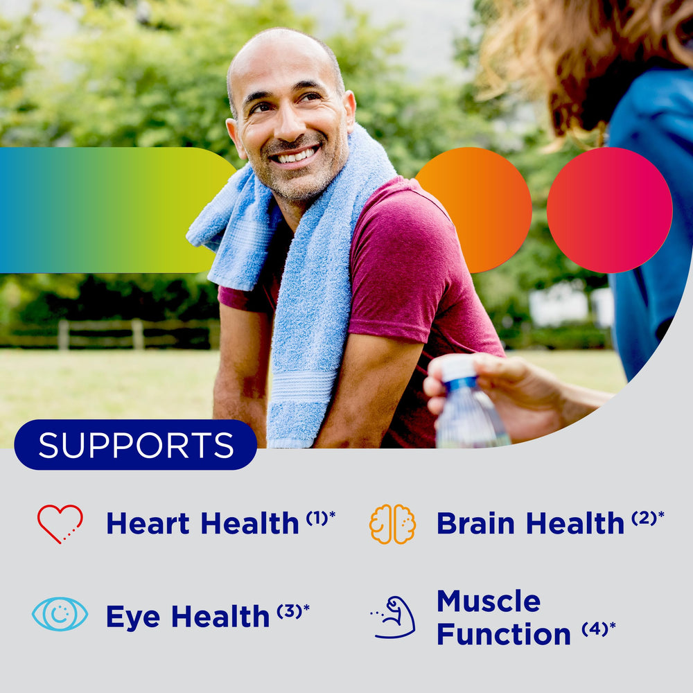 Centrum Silver Men 50+ label detail showing vitamin D3 and minerals for bone and muscle health
