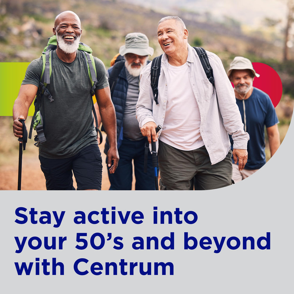 Centrum Silver Men 50+ non-GMO seal signals quality and safety