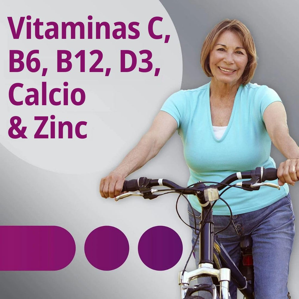 Centrum Silver Women 50+ label closeup confirms key vitamins for eye and heart health.