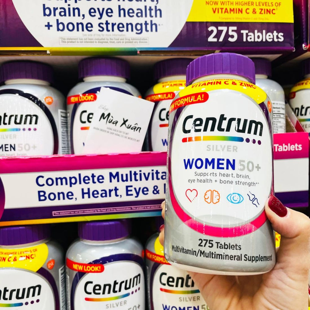 Centrum Silver Women 50+ packaging display suggests accessible daily wellness.