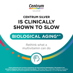 Centrum Silver bottle with glass of water for daily intake