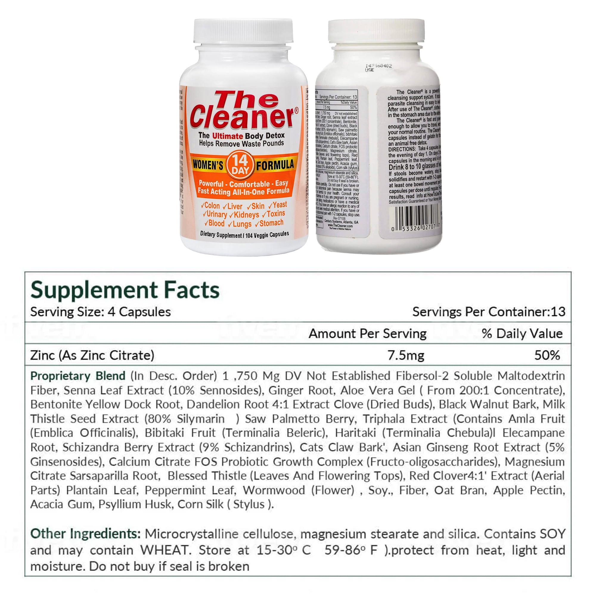 14-day plan graphic – Century Systems The Cleaner Detox outline.