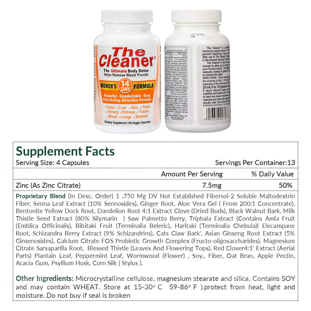 14-day plan graphic – Century Systems The Cleaner Detox outline.