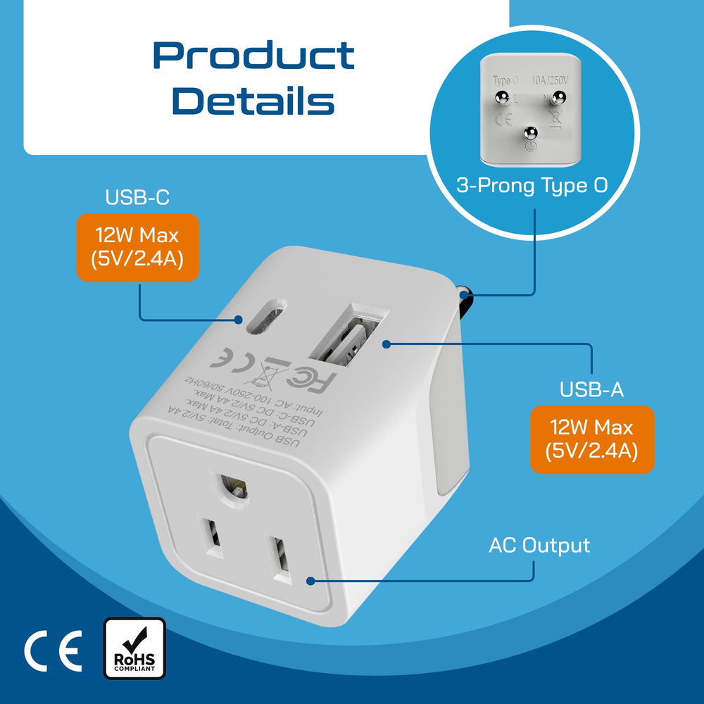 Ceptics Thailand input for USA plugs keeps familiar outlets powered during travel.