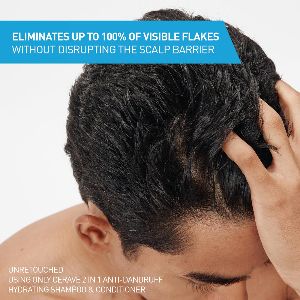 CeraVe 2in1 anti-dandruff shampoo lather demonstrates gentle cleansing for sensitive scalps.