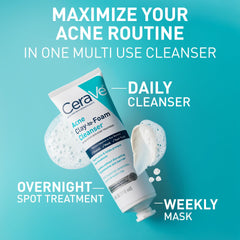 CeraVe foaming action image showing clay-to-foam transformation for gentle cleansing