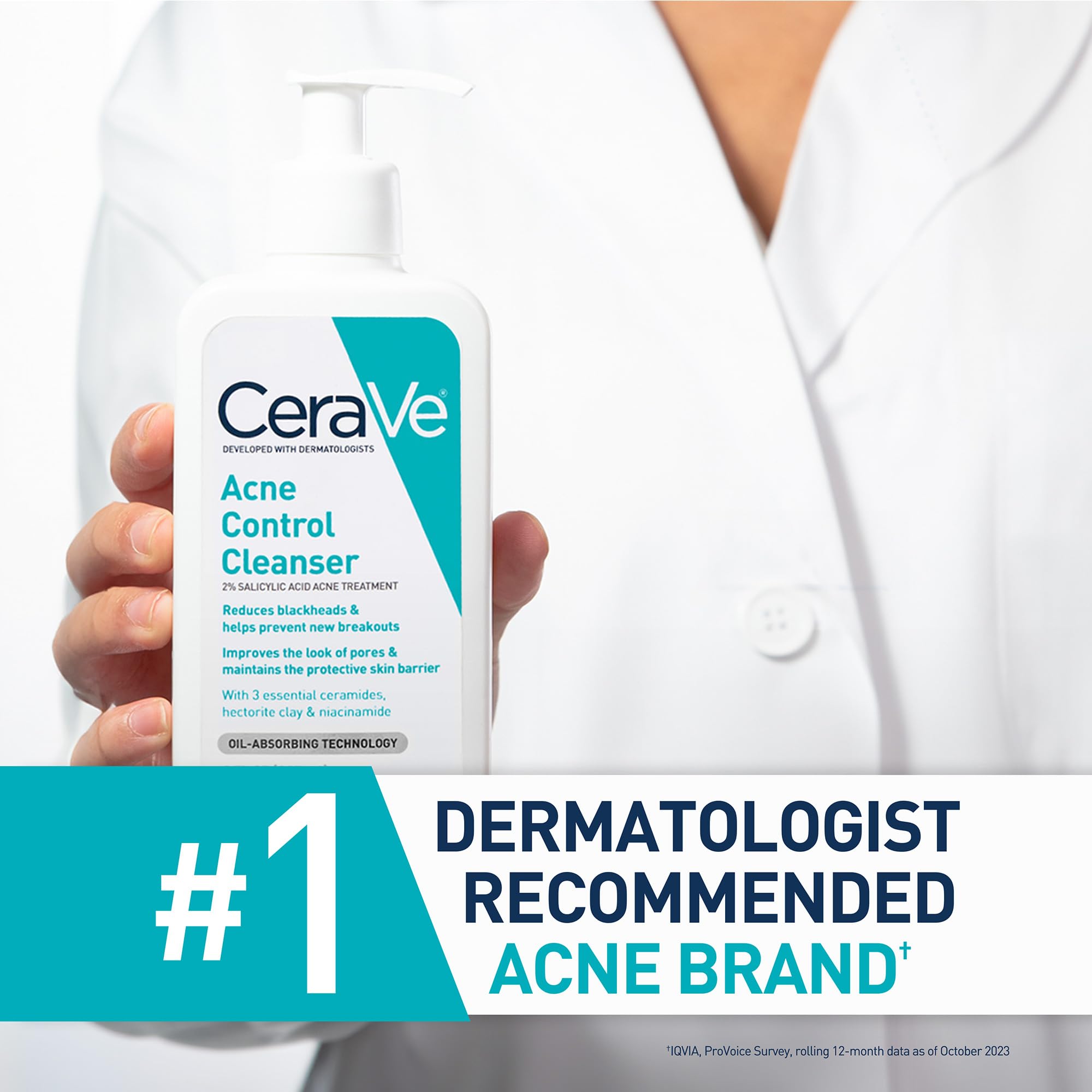 CeraVe Acne Control Cleanser fragrance-free packaging suitable for sensitive skin.
