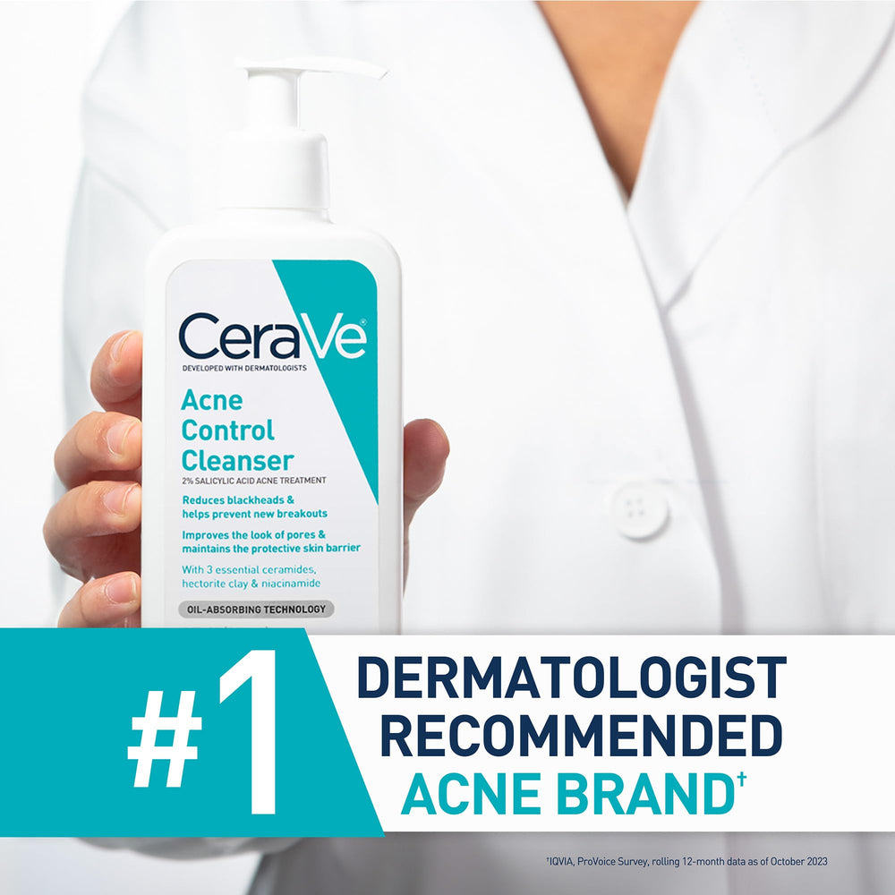 CeraVe Acne Control Cleanser fragrance-free packaging suitable for sensitive skin.