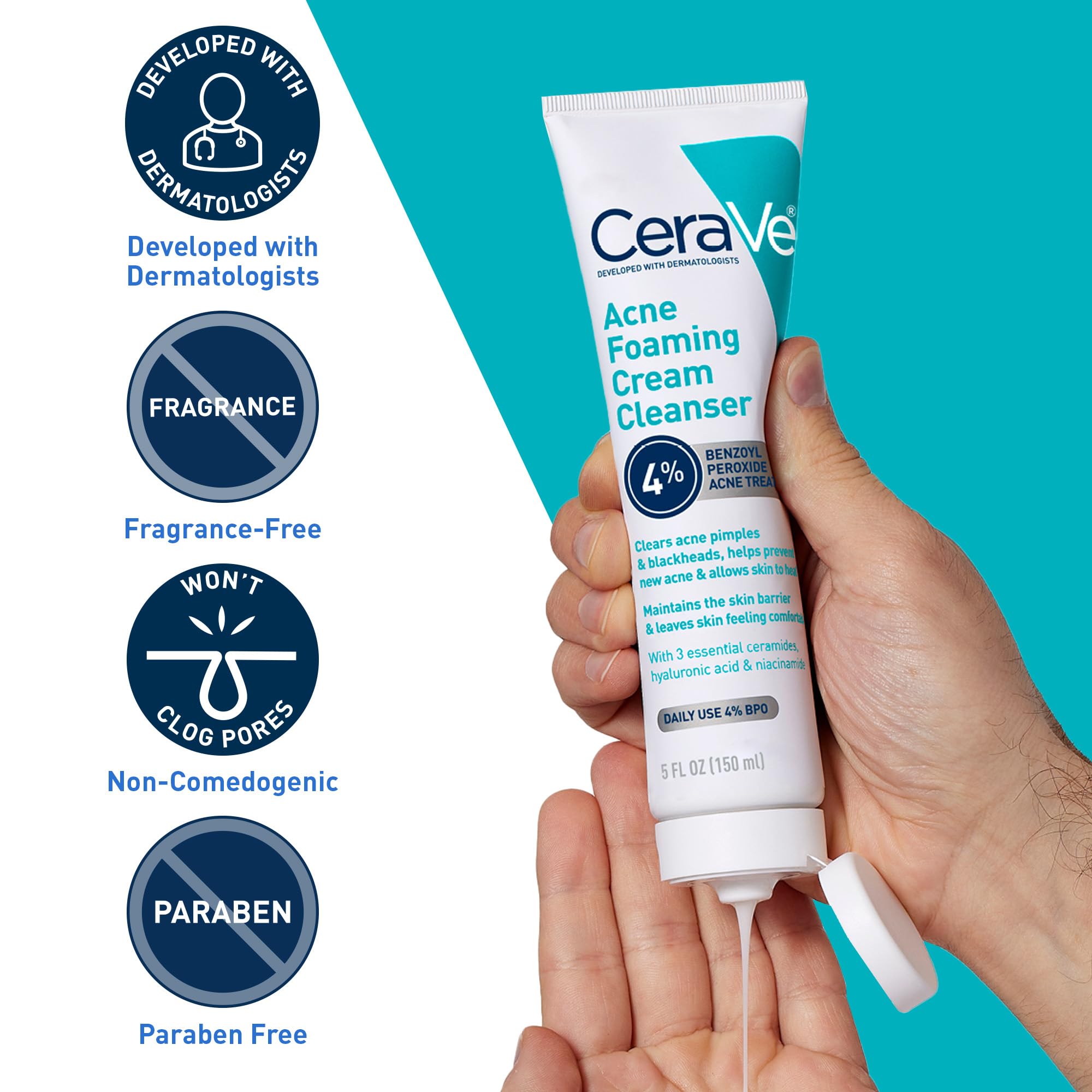 CeraVe Acne Foaming Cream Cleanser features niacinamide to calm the complexion.