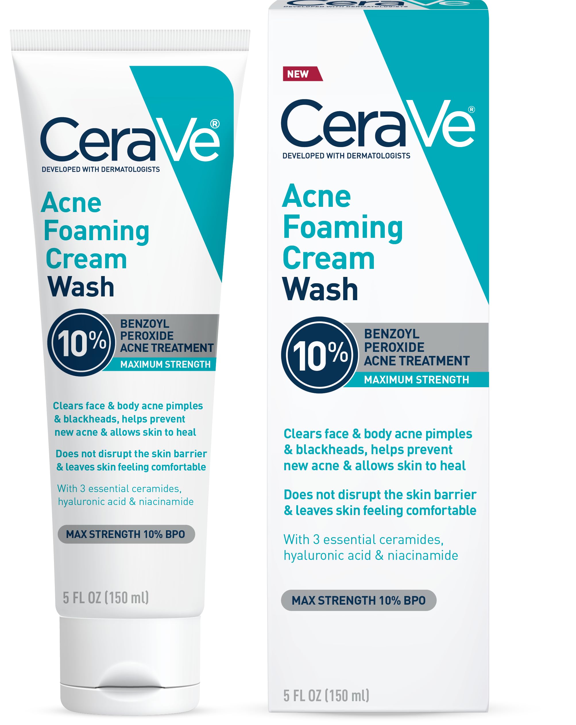 CeraVe Acne Foaming Cream Wash bottle targets pimples and blackheads