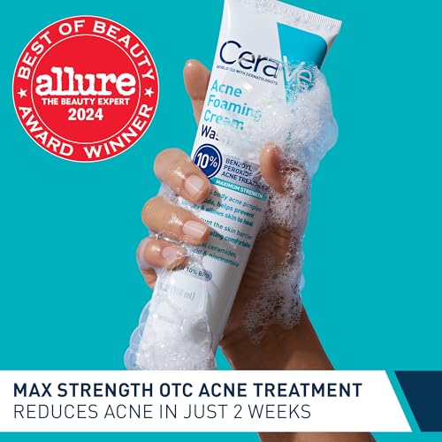 CeraVe Acne Foaming Cream Wash forms a gentle foam on skin