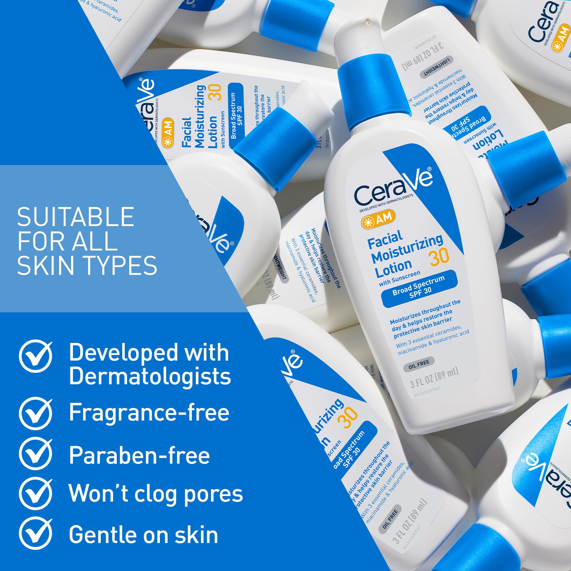 CeraVe AM SPF 30 texture on skin demonstrating non-greasy hydration.