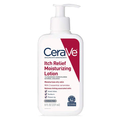CeraVe Anti Itch Lotion bottle showing calming relief and barrier care.