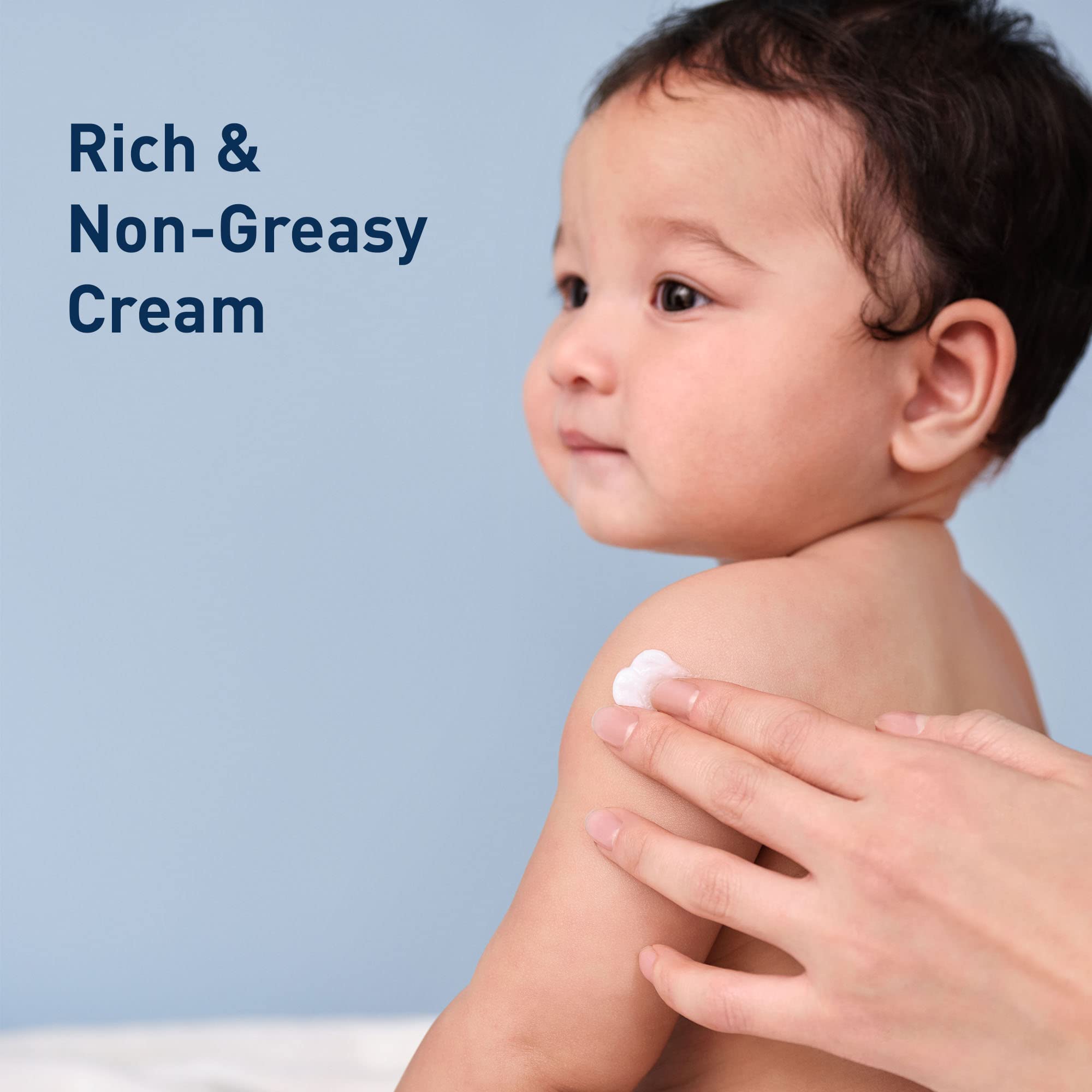 CeraVe Baby Cream texture shown for gentle, non-greasy application on baby skin.