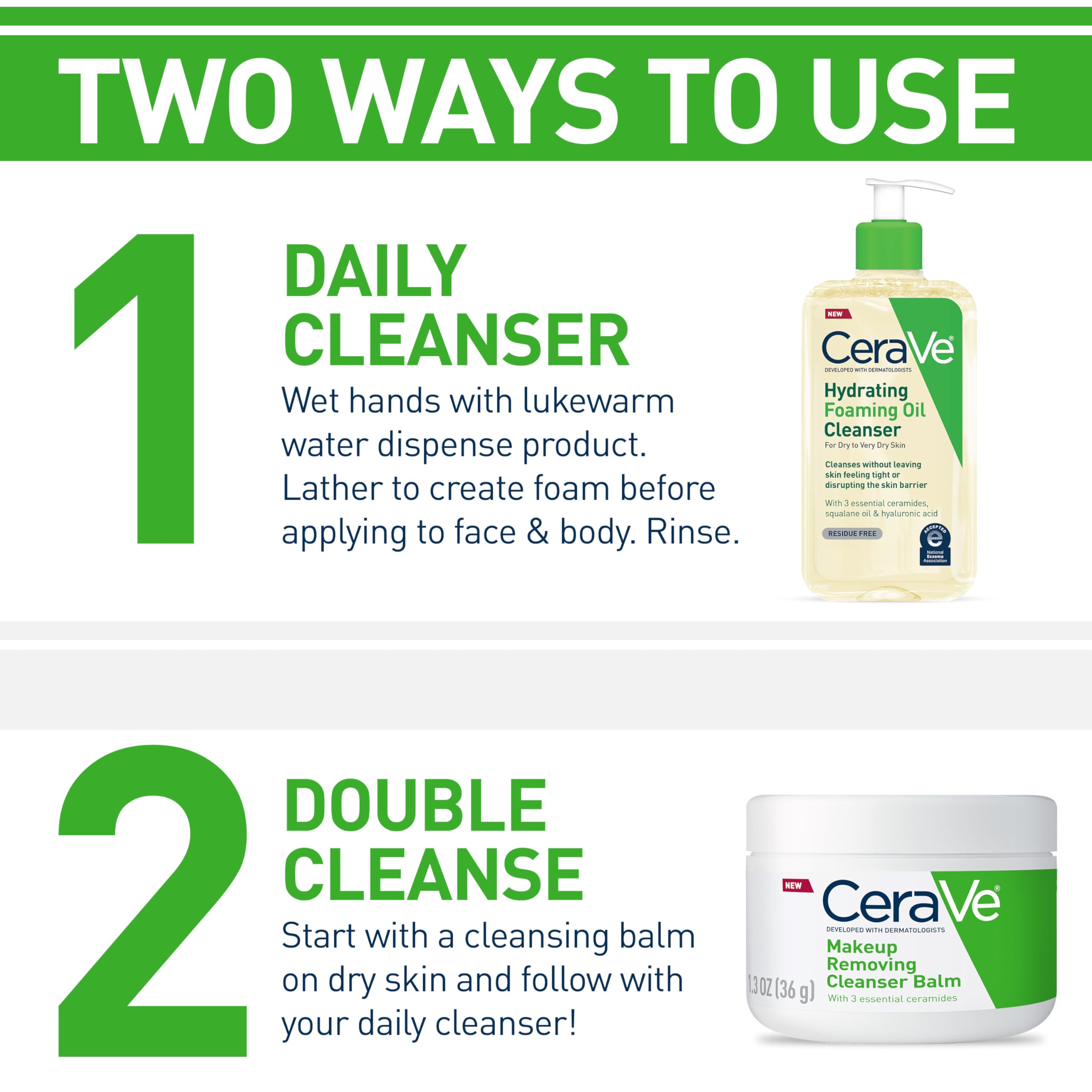 CeraVe ceramides icon highlights three essential ceramides for skin barrier support.