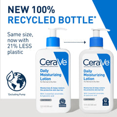 CeraVe Daily Moisturizing Lotion bottle back lists ceramides and MVE delivery.