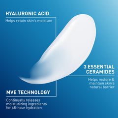 CeraVe Daily Moisturizing Lotion texture swirl demonstrates lightweight, non-greasy feel.