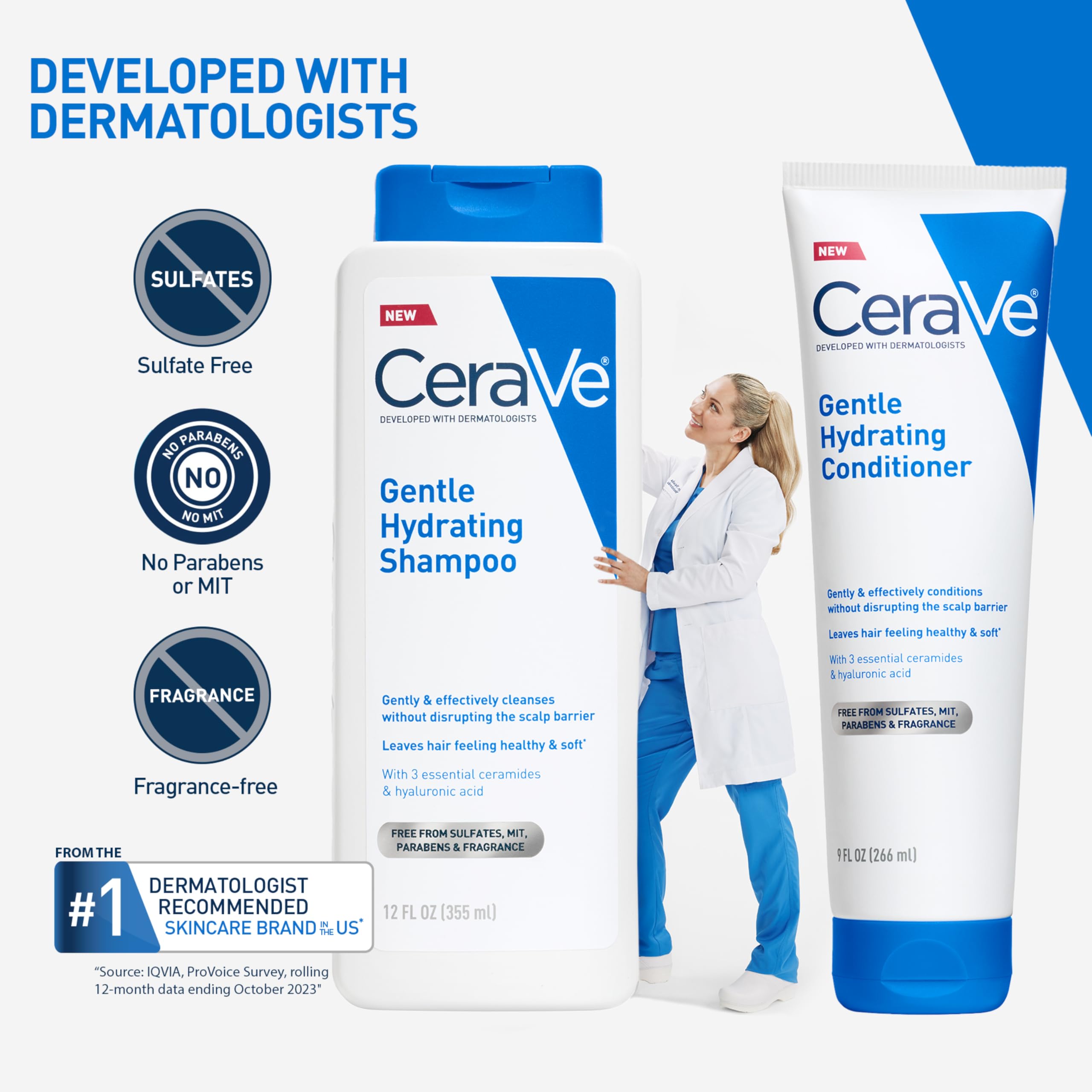 CeraVe daily-use haircare scene depicting easy routine for all hair types