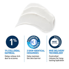 CeraVe Eczema Relief Cream ingredient glow highlights ceramides and colloidal oatmeal.