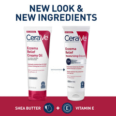 CeraVe Eczema Relief Cream jar closeup emphasizes fragrance-free, gentle care.