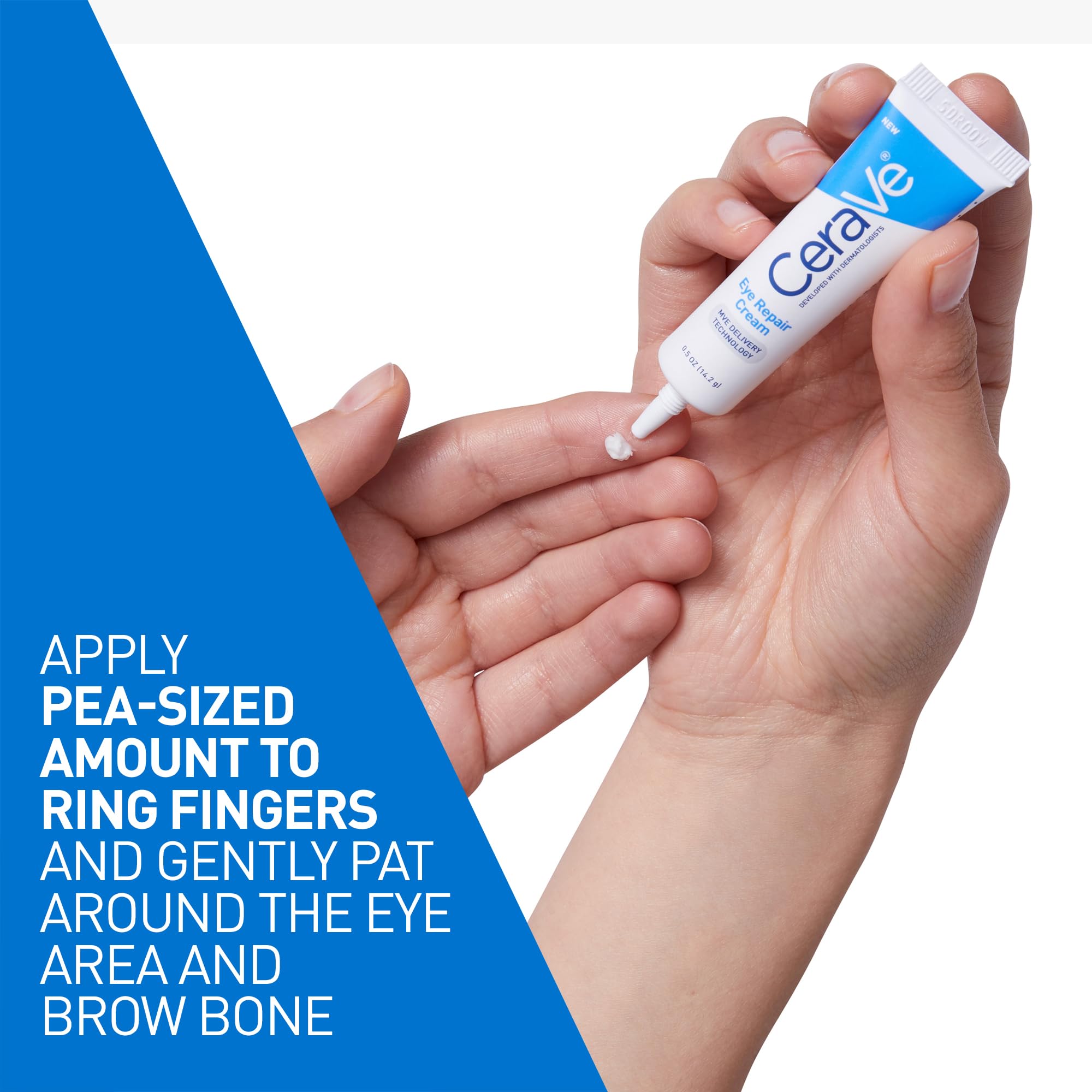 CeraVe Eye Repair Cream being absorbed for 24-hour hydration.