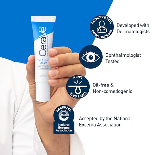 CeraVe Eye Repair Cream being applied around the eye area.