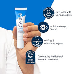 CeraVe Eye Repair Cream being applied around the eye area.