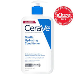 CeraVe Gentle Hydrating Conditioner ingredients close-up highlighting ceramides and hyaluronic acid boost