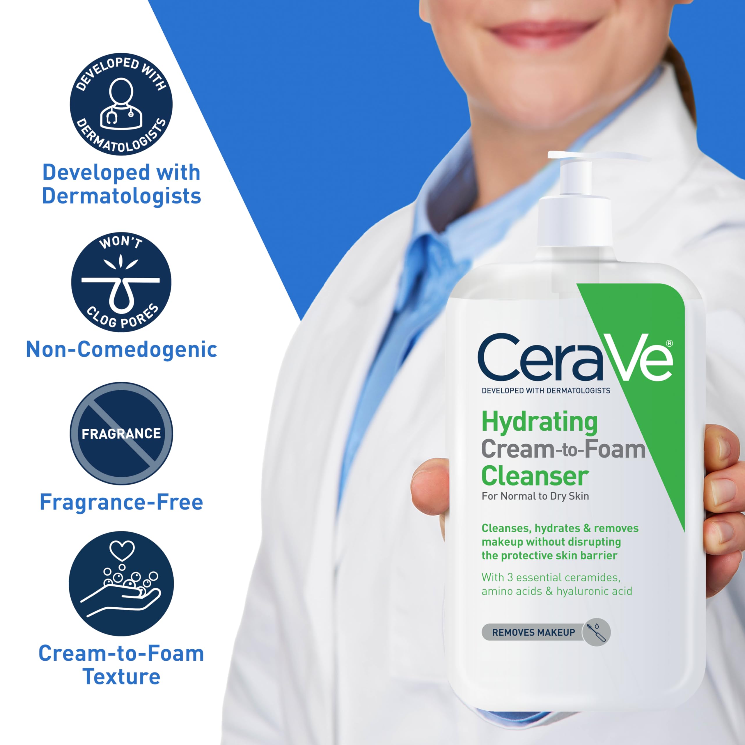 Lathering foam forms on skin during cleansing.