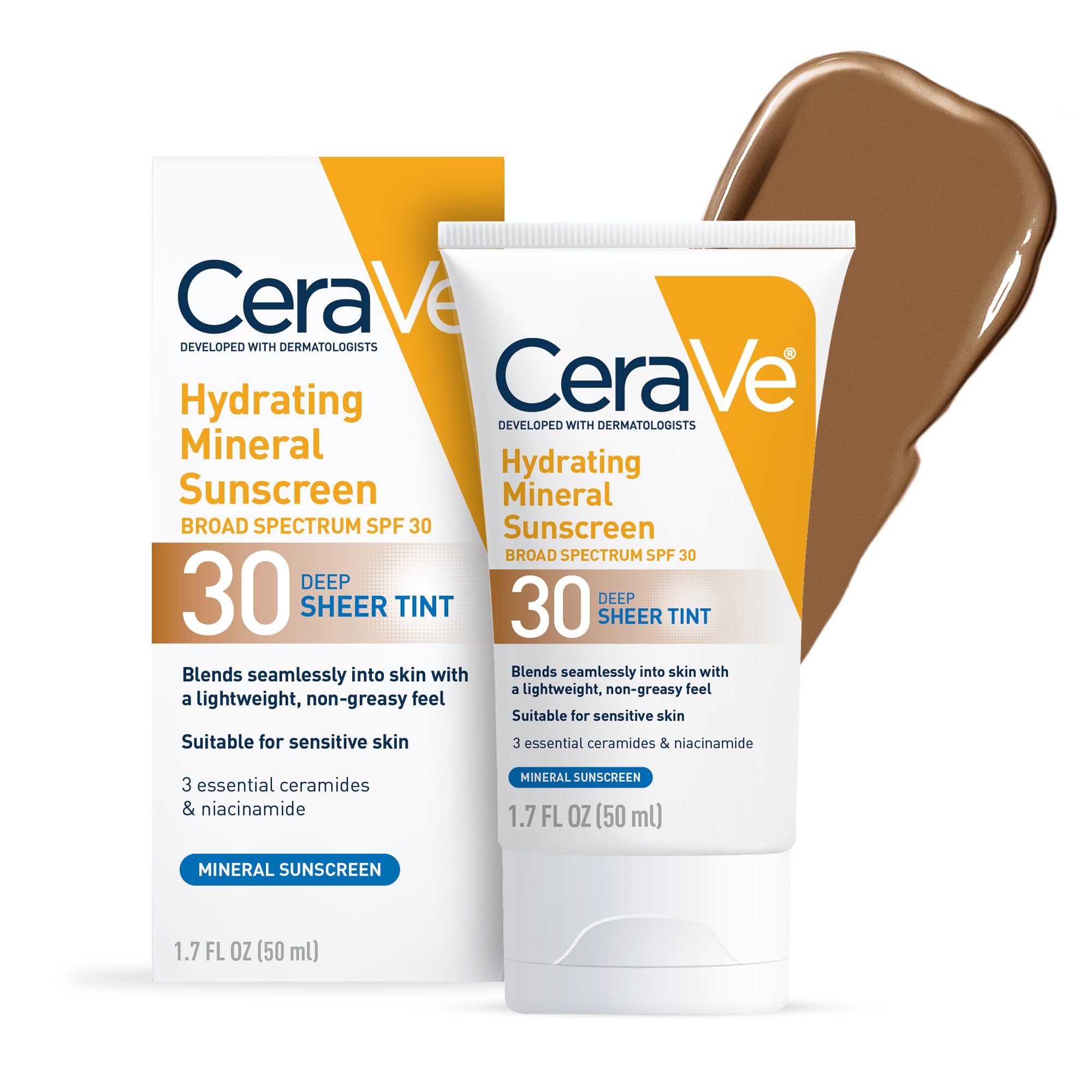 CeraVe Hydrating Mineral Sunscreen Sheer Tint Deep bottle ready for daily wear and glow