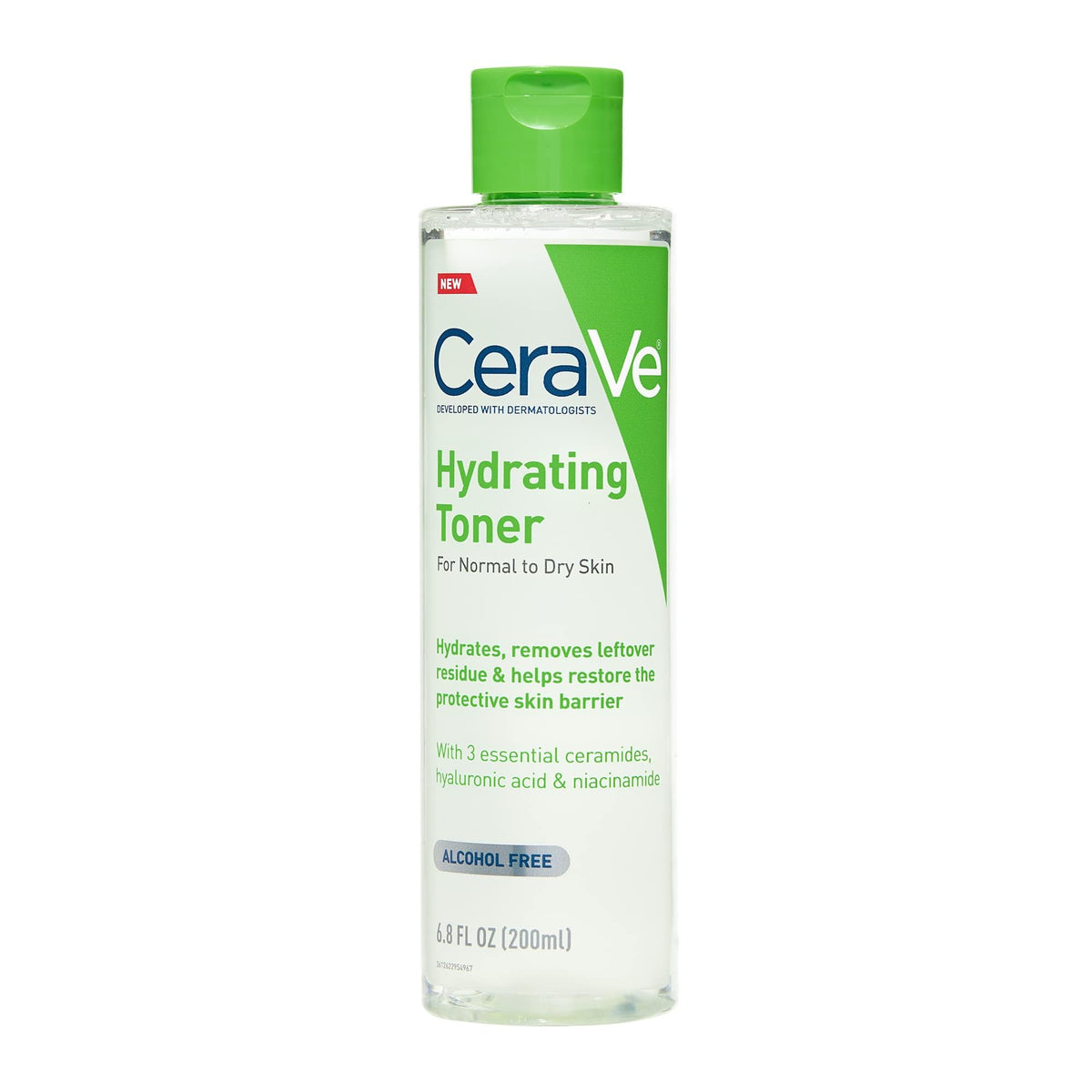 CeraVe Hydrating Toner bottle displaying fragrance-free formula for sensitive skin.