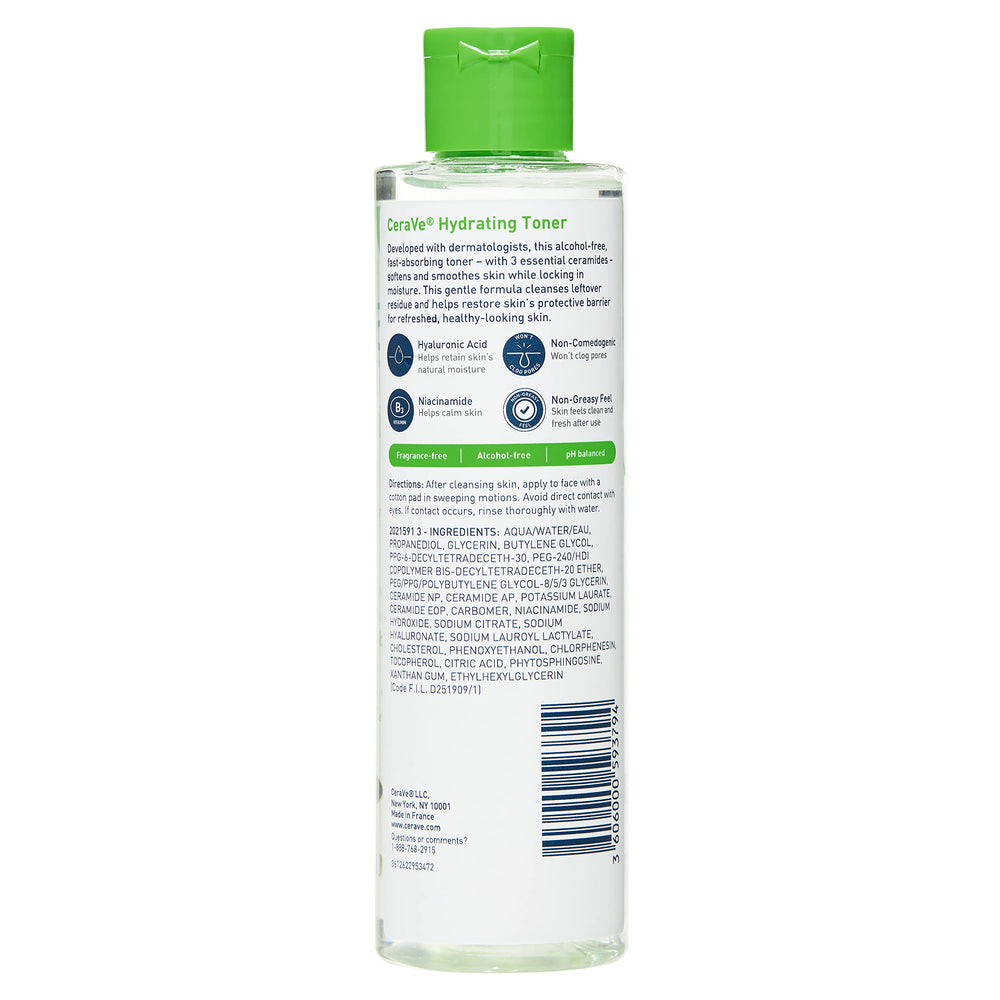 CeraVe Hydrating Toner pour shows hydrating refresh after cleansing.