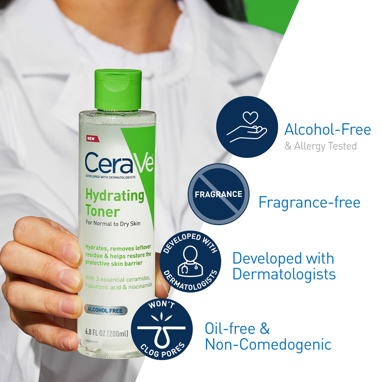 CeraVe Hydrating Toner skin after use shows balanced, refreshed look.