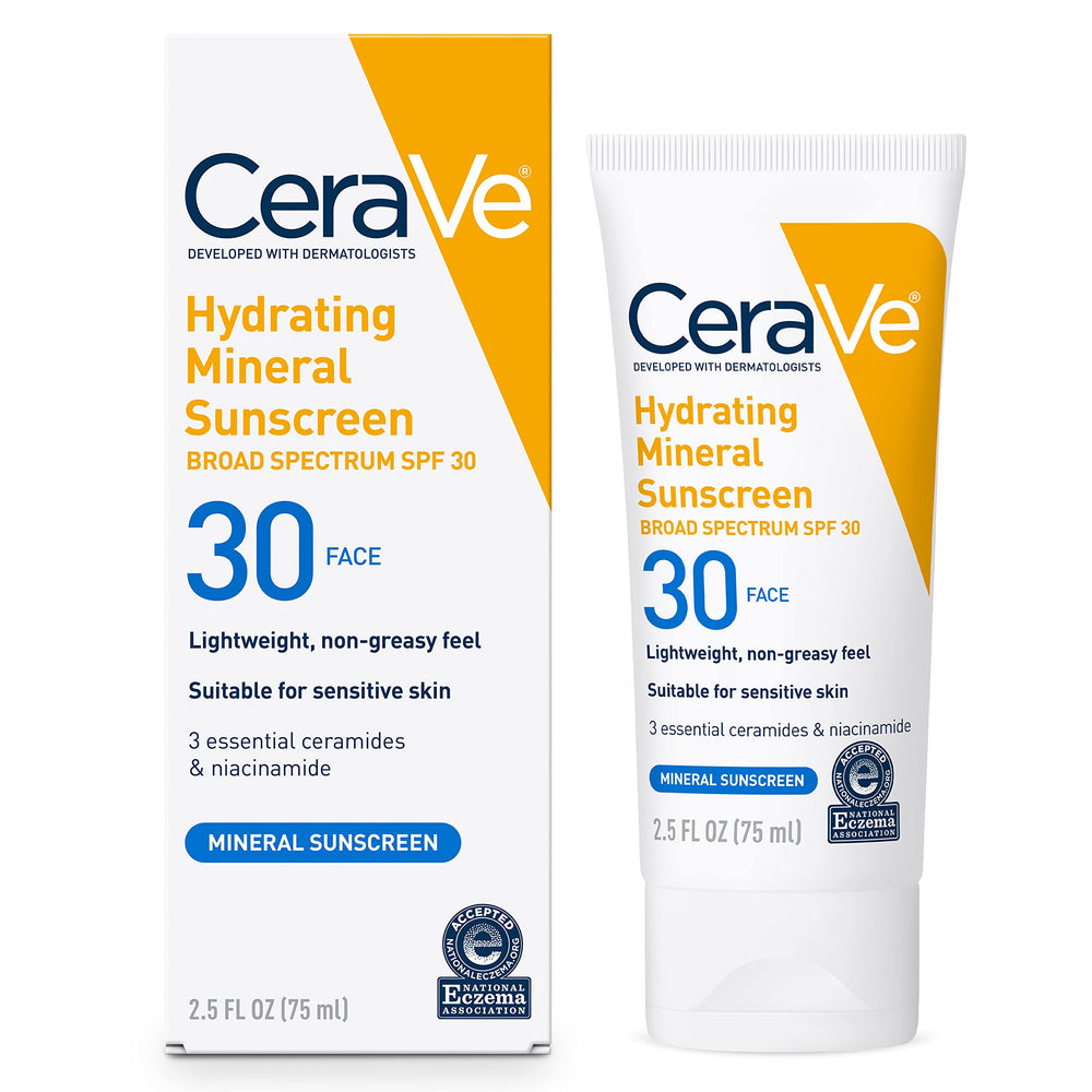 CeraVe mineral sunscreen bottle front for everyday UV protection.