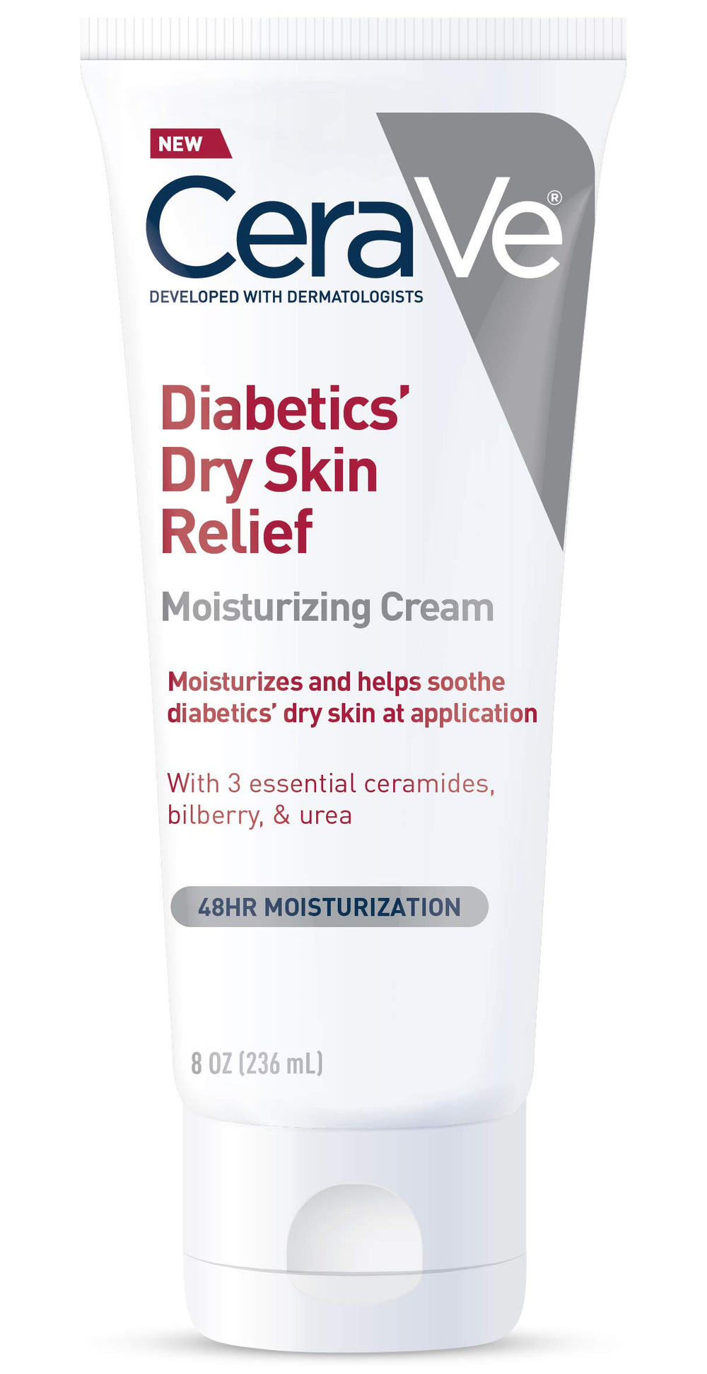 CeraVe diabetic dry skin moisturizer bottle showcasing fragrance-free hydration.