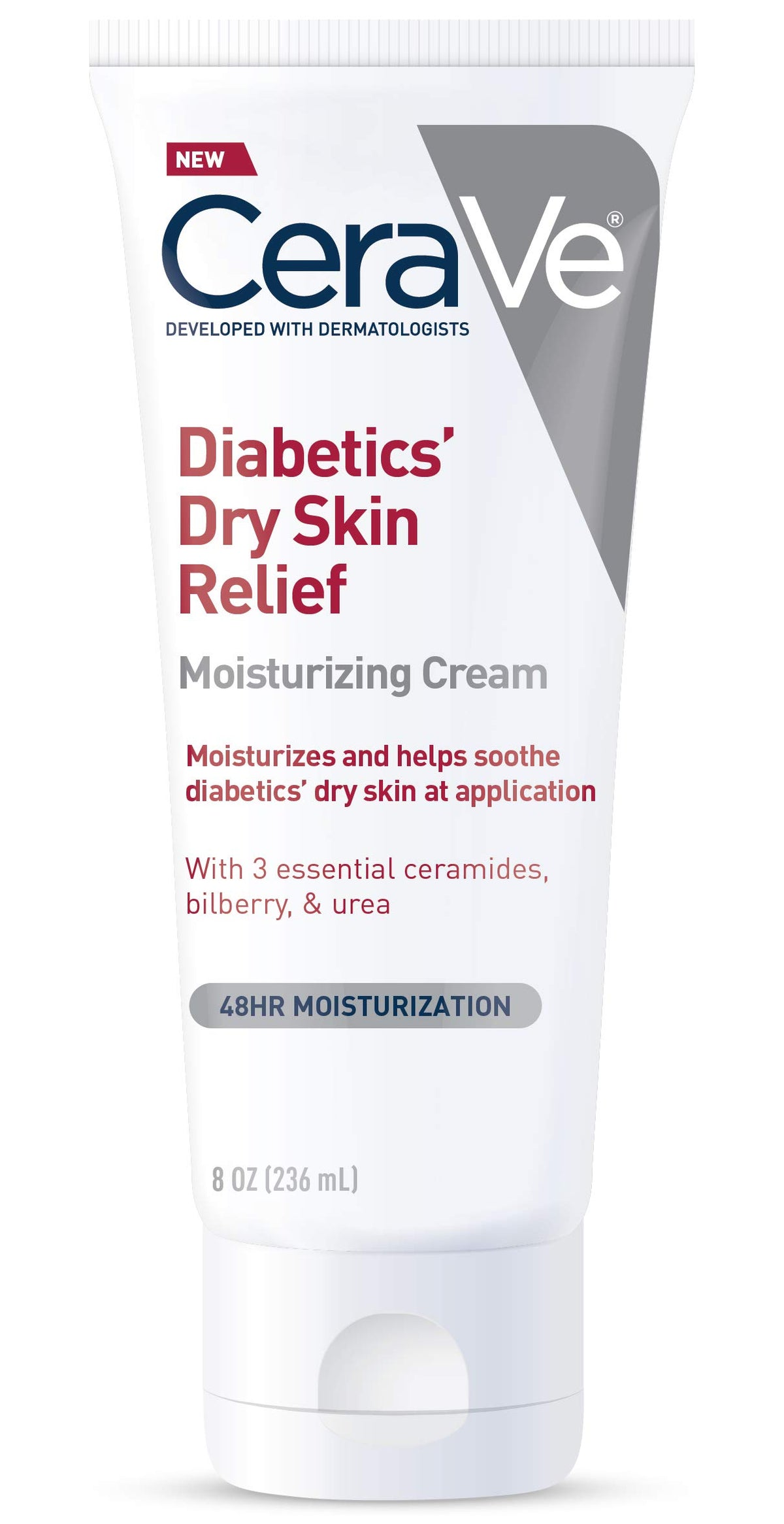 CeraVe diabetic dry skin moisturizer bottle showcasing fragrance-free hydration.