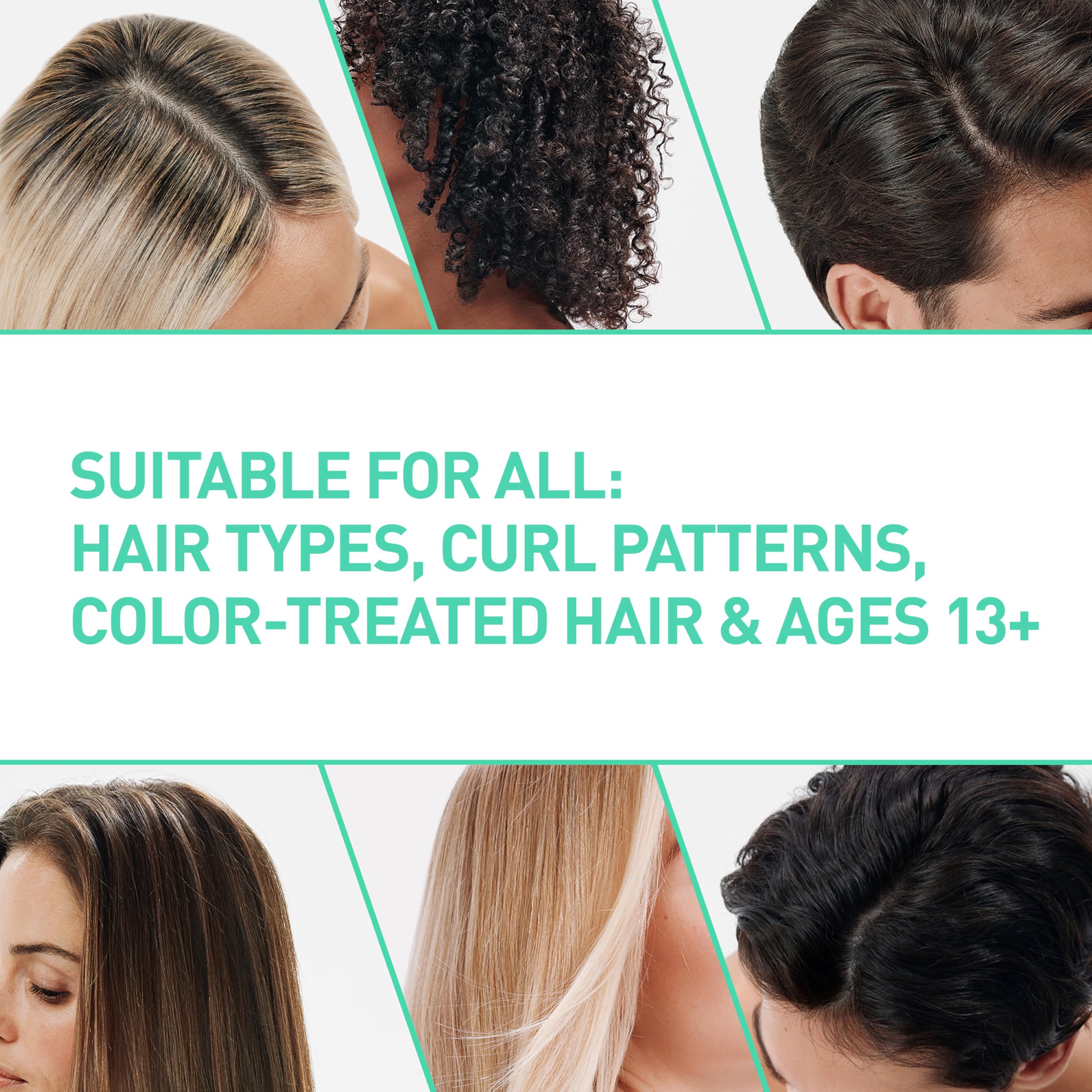 Close-up of scalp with conditioner demonstrates purifying action without stripping moisture.