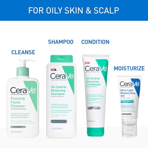 CeraVe Oil Control Balancing Shampoo hyaluronic acid visual close-up highlights hydration.