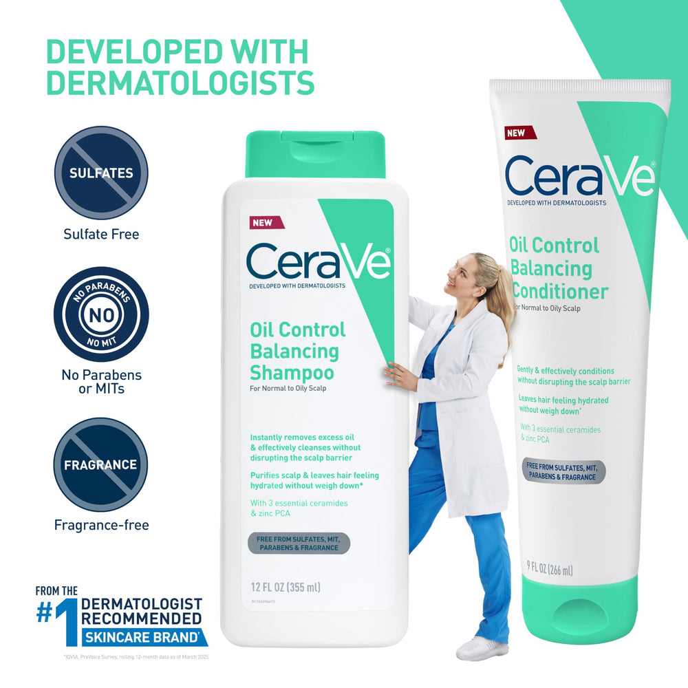 CeraVe Oil Control Balancing Shampoo lather on scalp shows balanced moisture.