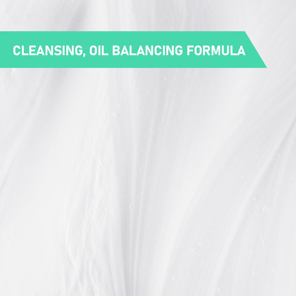 CeraVe Oil Control Balancing Shampoo rinse water over ends cleanses oil.