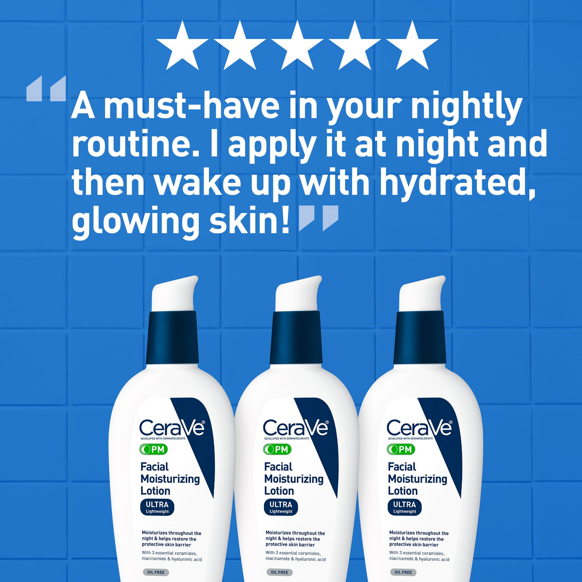 CeraVe PM fragrance-free label signaling gentle skincare suitable for sensitive skin.