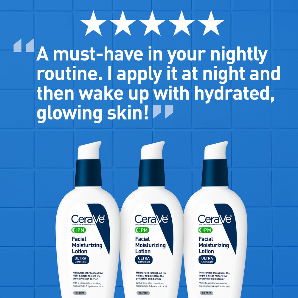 CeraVe PM fragrance-free label signaling gentle skincare suitable for sensitive skin.