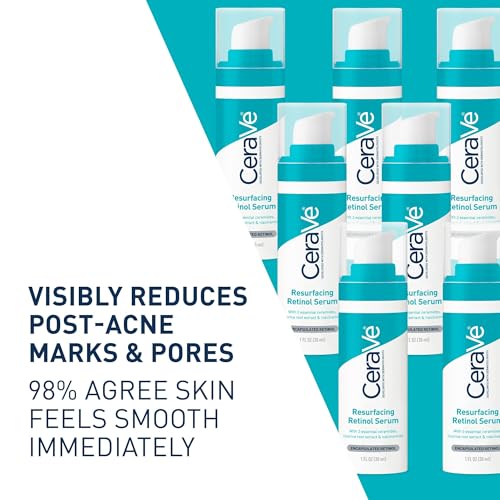 CeraVe Resurfacing Retinol Serum pump reveals creamy texture for even tone