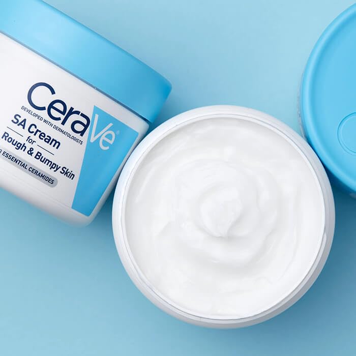 CeraVe SA Cream on arm demonstrating softened bumpy skin texture